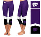 Kansas State Wildcats KSU K-State Vive La Fete Collegiate Ankle Color Block Youth Purple Black Capri Leggings - Vive La Fête - Online Apparel Store