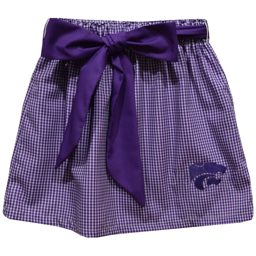 Kansas State University Wildcats K-State  Embroidered Purple Gingham Skirt With Sash