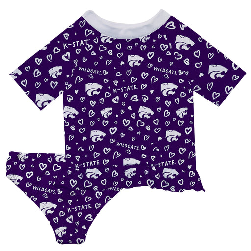 Kansas State University Wildcats K-State Vive La Fete All Over Logo Purple Long Sleeve Bikini Set