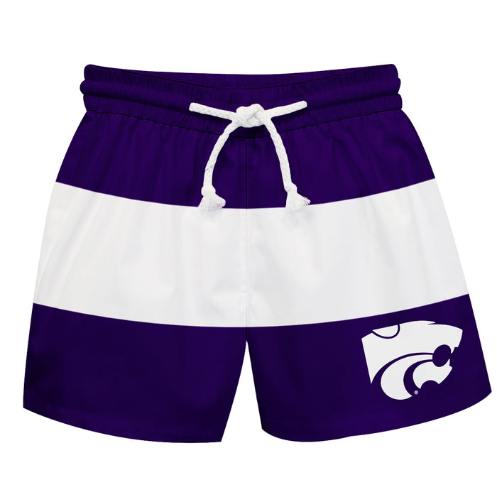 Kansas State Wildcats KSU K-State Vive La Fete Purple White Stripes Swimtrunks V2