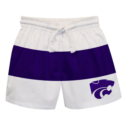 Kansas State Wildcats KSU K-State Vive La Fete White Purple Stripes Swimtrunks V2
