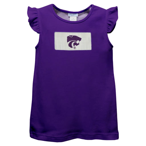 Kansas State University Wildcats  Smoked Purple  Knit Angel Wing Sleeves Girls Tshirt