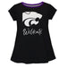 Kansas State Wildcats KSU K-State Vive La Fete Girls Game Day Short Sleeve Black Top with School Logo and Name