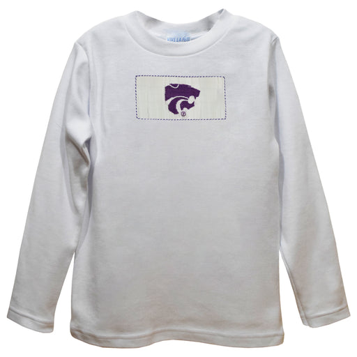 Kansas State University Wildcats Smocked White Knit Boys Long Sleeve Tee Shirt