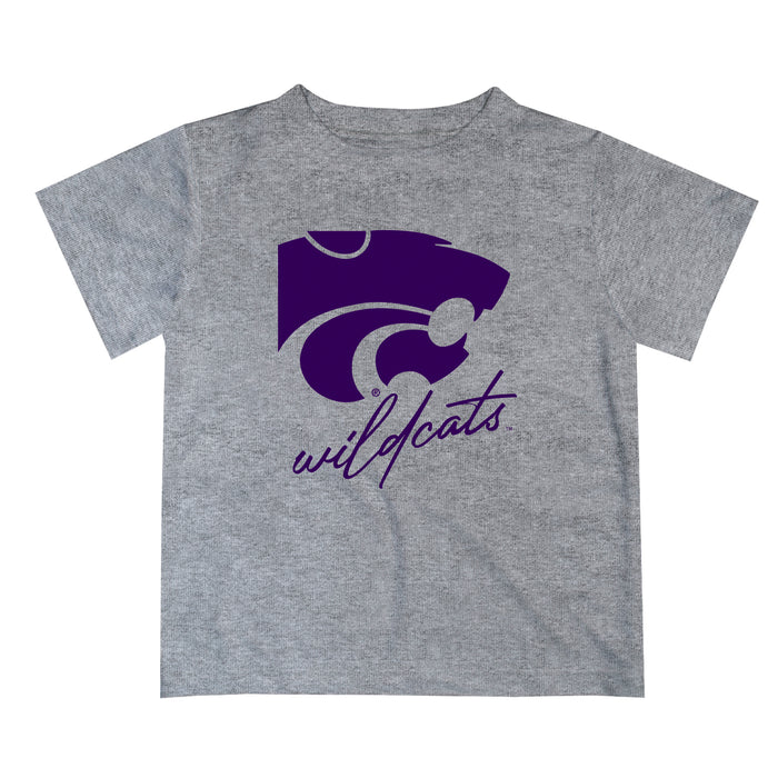 Kansas State Wildcats KSU K-State Vive La Fete Script V1 Heather Gray Short Sleeve Tee Shirt