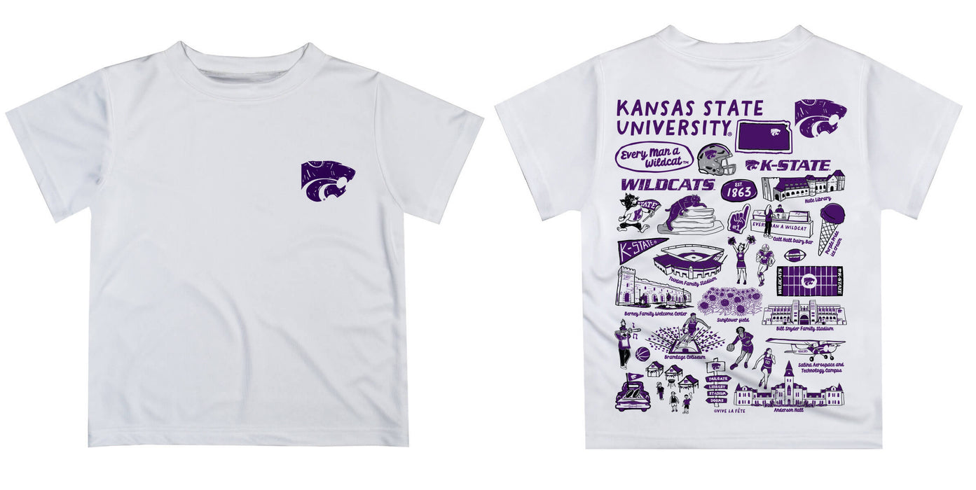 Kansas State University Wildcats Hand Sketched Vive La Fete Impressions Artwork Boys Black Short Sleeve Tee Shirt - Vive La Fête - Online Apparel Store