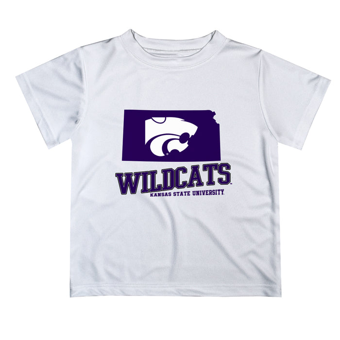 Kansas State Wildcats KSU K-State Vive La Fete State Map White Short Sleeve Tee Shirt