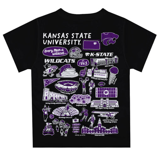 Kansas State University Wildcats Hand Sketched Vive La Fete Impressions Artwork Boys Black Short Sleeve Tee Shirt - Vive La Fête - Online Apparel Store