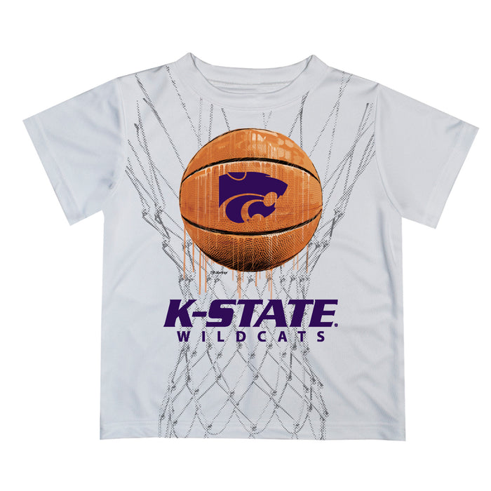 Kansas State Wildcats KSU K-State Original Dripping Basketball White T-Shirt by Vive La Fete