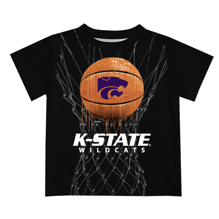 Kansas State Wildcats KSU K-State Original Dripping Basketball Black T-Shirt by Vive La Fete
