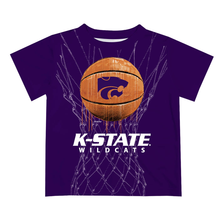 Kansas State Wildcats KSU K-State Original Dripping Basketball Purple T-Shirt by Vive La Fete