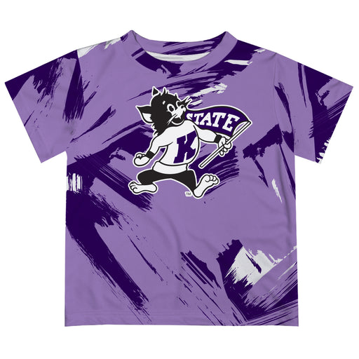 Kansas State University Wildcats K-State Vive La Fete Boys Game Day Purple Short Sleeve Tee Paint Brush V2