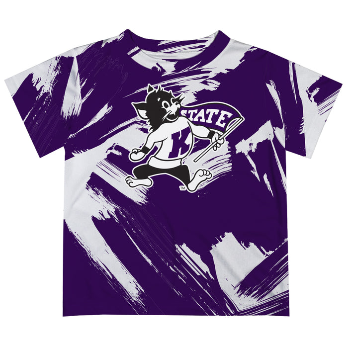 Kansas State University Wildcats K-State Vive La Fete Boys Game Day Purple Short Sleeve Tee Paint Brush V2