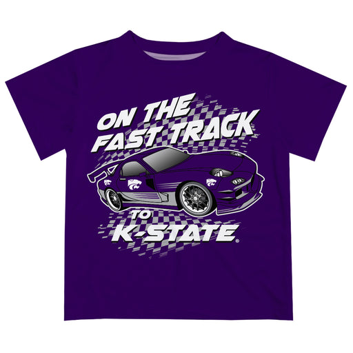 Kansas State University Wildcats K-State Vive La Fete Fast Track Boys Game Day Purple Short Sleeve Tee