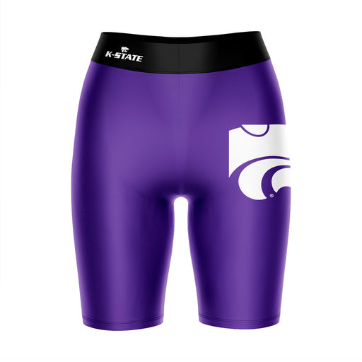 Kansas State Wildcats KSU K-State Vive La Fete Logo on Thigh and Waistband Purple and Black Women Bike Short 9 Inseam"