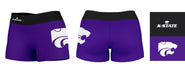 Kansas State Wildcats Vive La Fete Logo on Thigh & Waistband Purple Black Women Yoga Booty Workout Shorts 3.75 Inseam" - Vive La Fête - Online Apparel Store