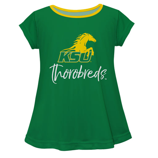 Kentucky State Thorobreads Vive La Fete Girls Game Day Short Sleeve Green Top with School Logo and Name