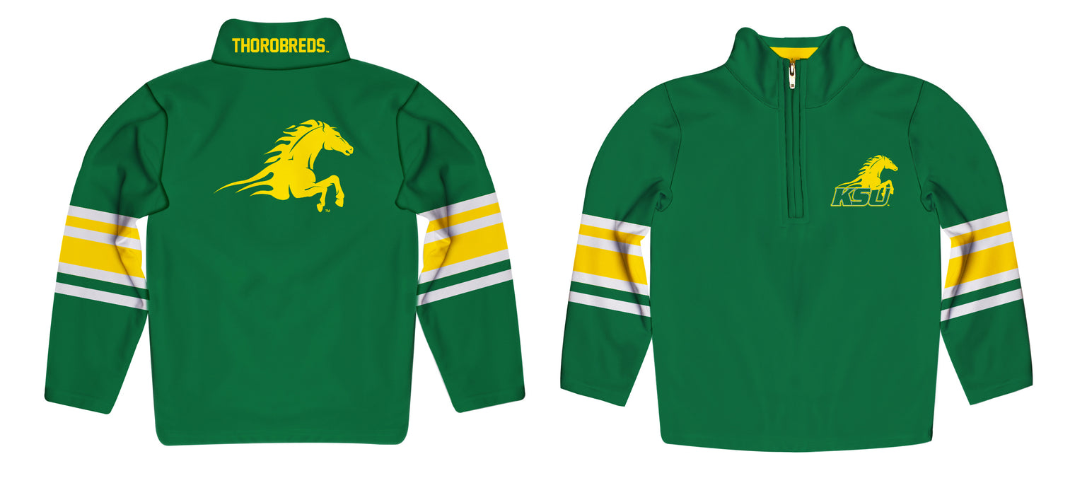 Kentucky State Thorobreads Vive La Fete Game Day Green Quarter Zip Pullover Stripes on Sleeves - Vive La Fête - Online Apparel Store