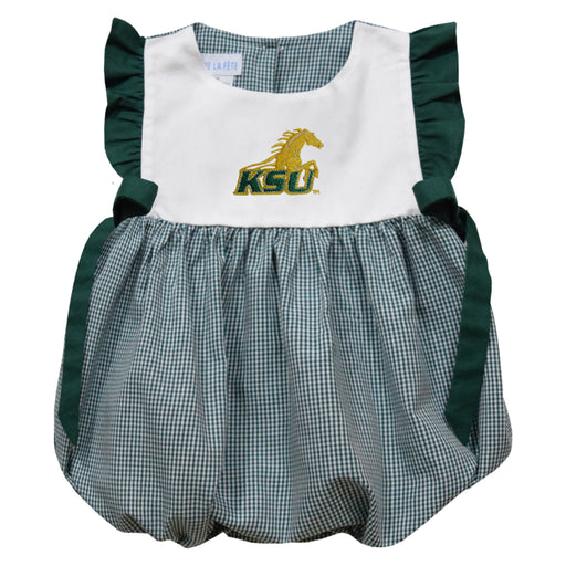 Kentucky State Thorobreds Embroidered Hunter Green Gingham Short Sleeve Girls Bubble