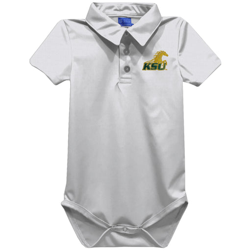 Kentucky State Thorobreds Embroidered White Solid Knit Polo Onesie
