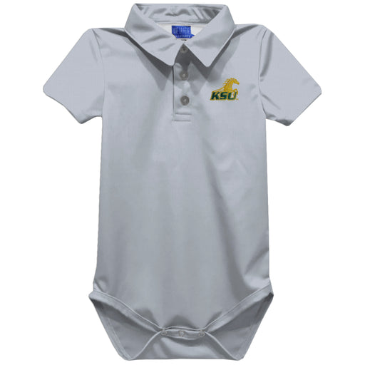 Kentucky State Thorobreds Embroidered Gray Solid Knit Polo Onesie