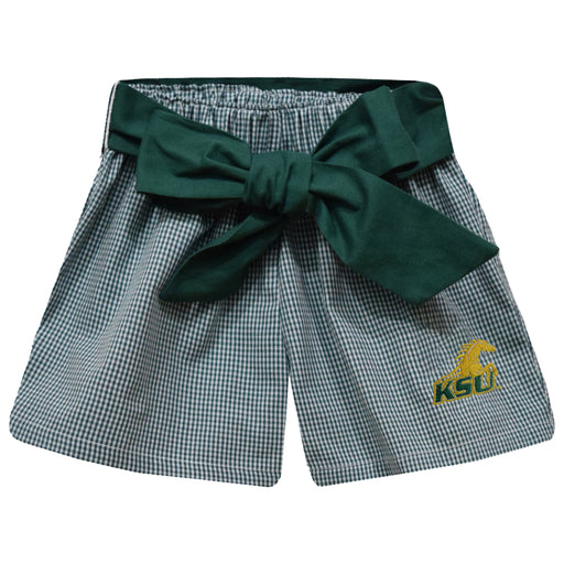 Kentucky State Thorobreds Embroidered Hunter Green Gingham Girls Short with Sash
