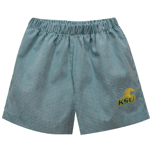 Kentucky State Thorobreds Embroidered Hunter Green Gingham Pull On Short