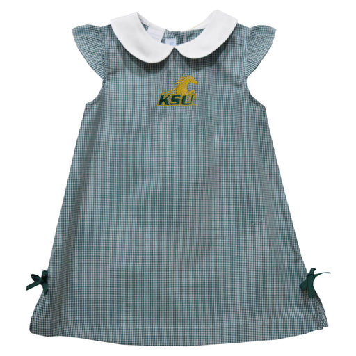 Kentucky State Thorobreds Embroidered Hunter Green Gingham A Line Dress