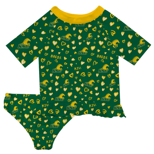 Kentucky State Thorobreds Vive La Fete All Over Logo Green Long Sleeve Bikini Set