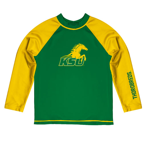 Kentucky State Thorobreds Vive La Fete Logo Green Gold Long Sleeve Raglan Rashguard