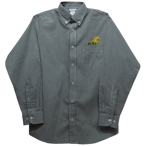 Kentucky State Thorobreds Embroidered Hunter Green Gingham Long Sleeve Button Down Shirt