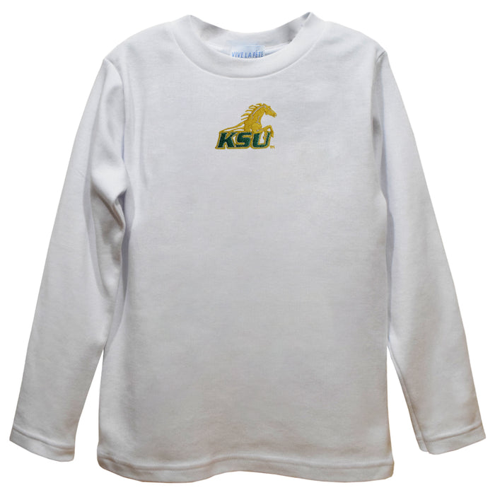 Kentucky State Thorobreds Embroidered White Long Sleeve Boys Tee Shirt