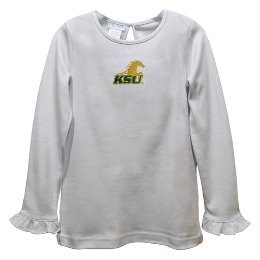 Kentucky State Thorobreds Embroidered White Knit Long Sleeve Girls Blouse