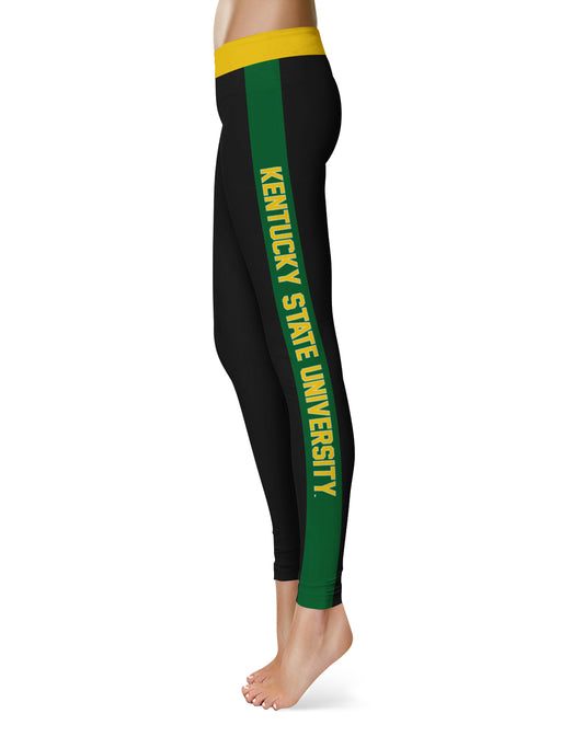 Kentucky State Thorobreds Vive La Fete Game Day Collegiate Green Stripes Women Black Yoga Leggings 2 Waist Tights - Vive La Fête - Online Apparel Store
