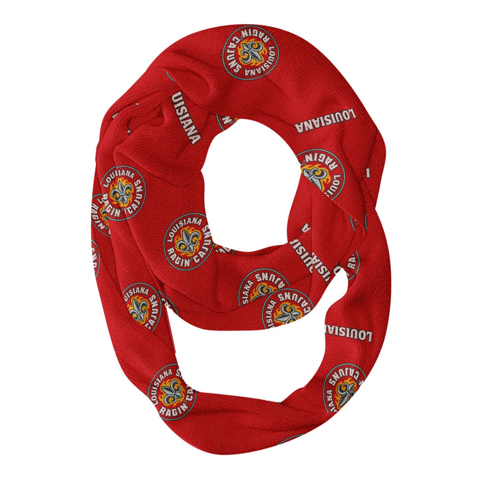 Louisiana Ragin Cajuns Vive La Fete Repeat Logo Game Day Collegiate Women Light Weight Ultra Soft Infinity Scarf