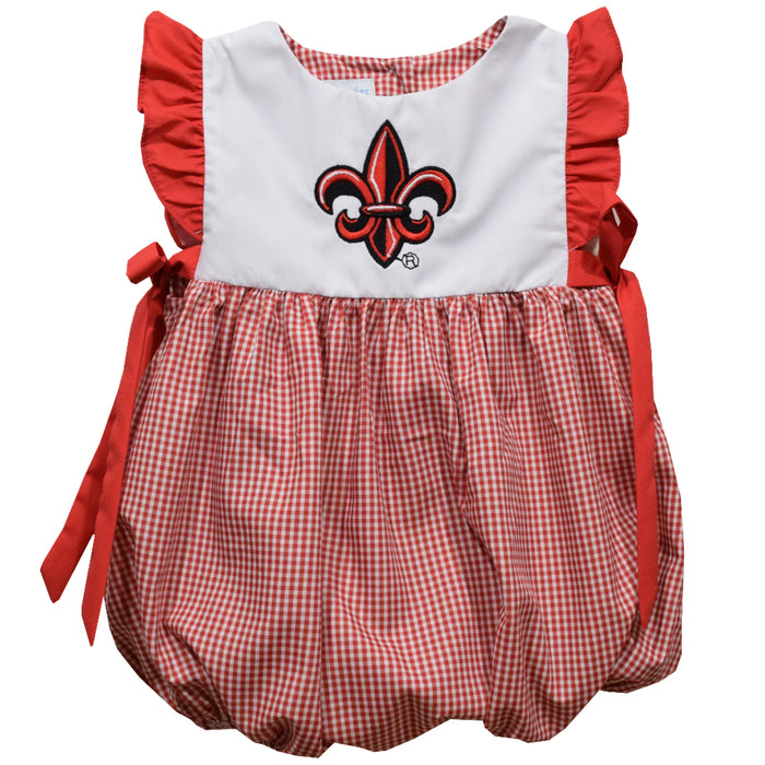 Louisiana at Lafayette Cajuns Embroidered Red Cardinal Gingham Girls Bubble