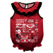 Louisiana at Lafayette Cajuns  Red Hand Sketched Vive La Fete Impressions Artwork Sleeveless Ruffle Onesie Bodysuit
