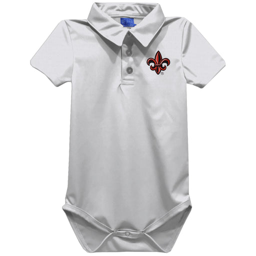 Louisiana at Lafayette Cajuns Embroidered White Solid Knit Polo Onesie