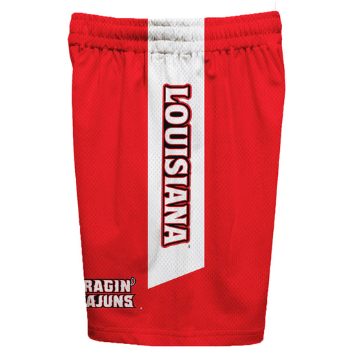Louisiana Ragin Cajuns Vive La Fete Game Day Red Stripes Boys Solid White Athletic Mesh Short - Vive La Fête - Online Apparel Store