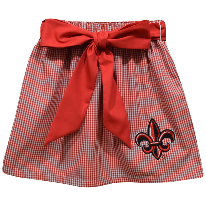 Louisiana at Lafayette Cajuns Embroidered Red Gingham Skirt with Sash