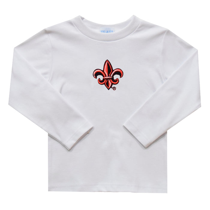 Louisiana at Lafayette Cajuns Embroidered White Long Sleeve Boys Tee Shirt
