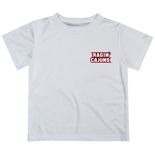 Louisiana at Lafayette Cajuns Hand Sketched Vive La Fete Impressions Artwork Boys White Short Sleeve Tee Shirt