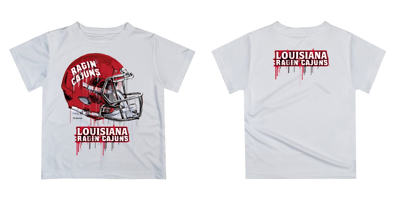 Louisiana at Lafayette Cajuns Original Dripping Football Helmet Red T-Shirt by Vive La Fete - Vive La Fête - Online Apparel Store