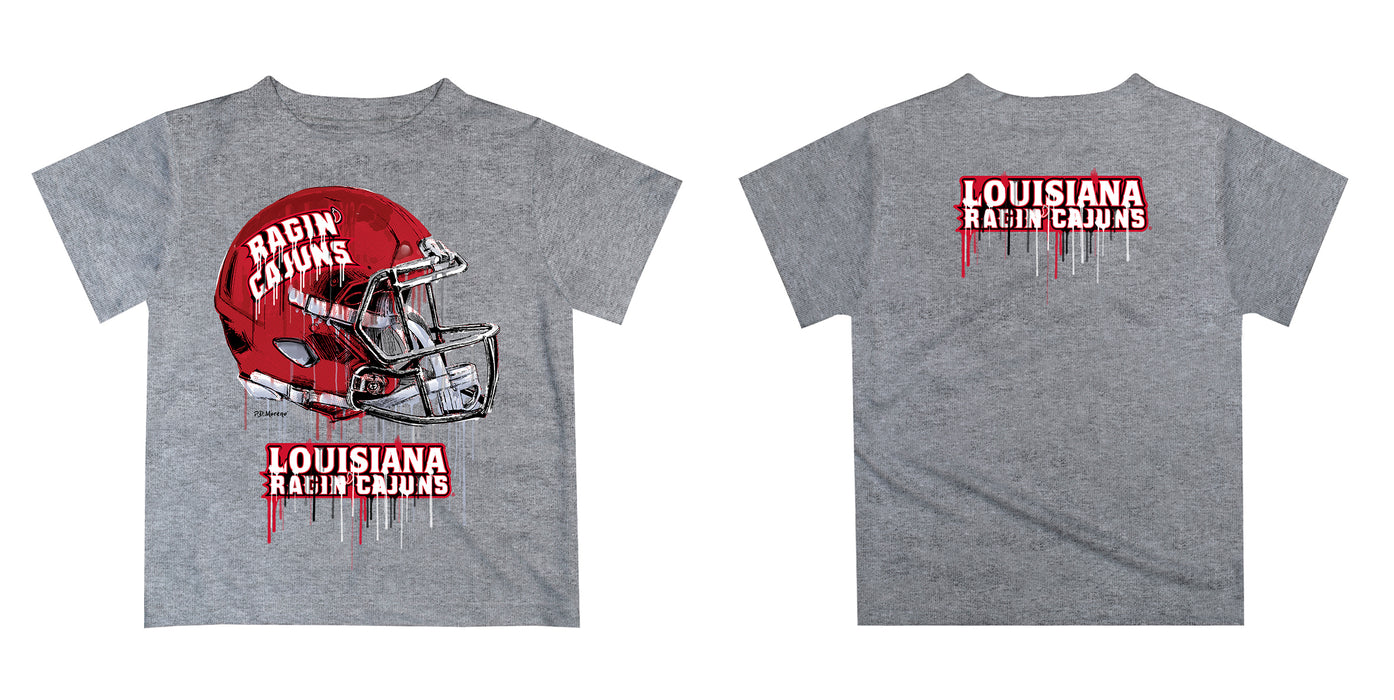 Louisiana at Lafayette Cajuns Original Dripping Football Helmet Red T-Shirt by Vive La Fete - Vive La Fête - Online Apparel Store