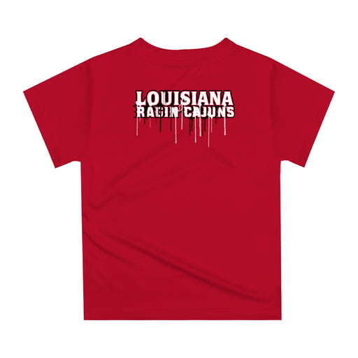 Louisiana at Lafayette Cajuns Original Dripping Football Helmet Red T-Shirt by Vive La Fete - Vive La Fête - Online Apparel Store