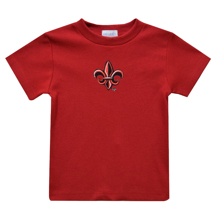 Louisiana At Lafayette Embroidered Red Knit Short Sleeve Boys Tee Shirt - Vive La Fête - Online Apparel Store