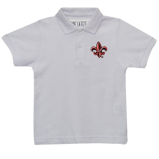 Louisiana At Lafayette Embroidered White Short Sleeve Polo Box Shirt - Vive La Fête - Online Apparel Store