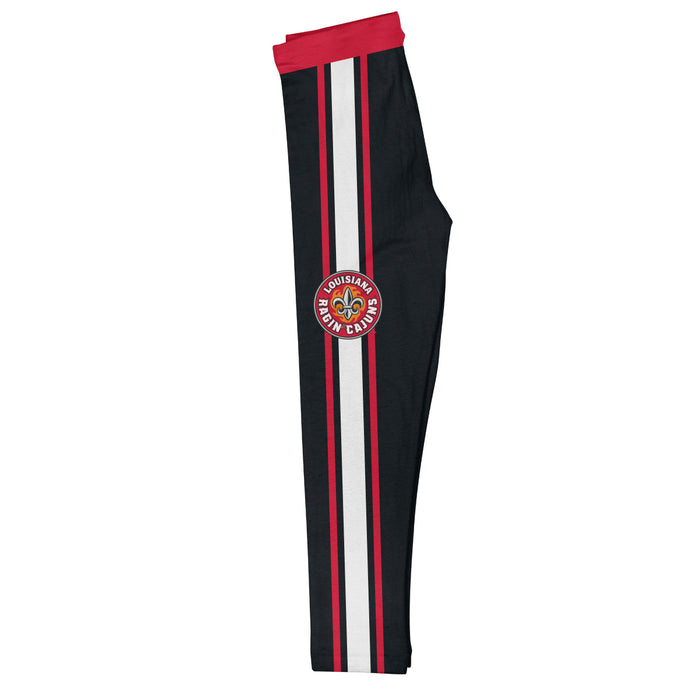 Louisiana At Lafayette Red Waist White And Red Stripes Black Leggings - Vive La Fête - Online Apparel Store