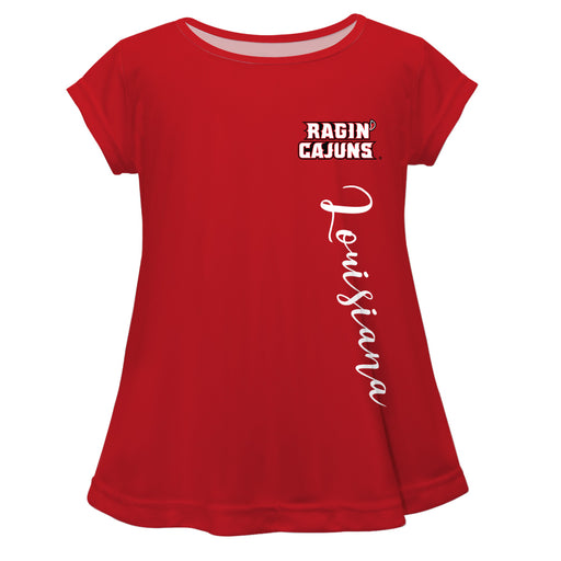 Louisiana At Lafayette Louisiana Red Solid Short Sleeve Girls Laurie Top - Vive La Fête - Online Apparel Store
