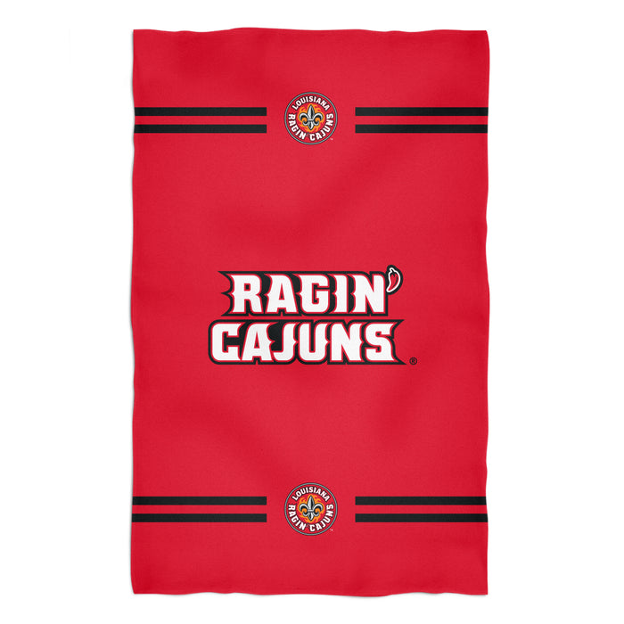 Louisiana at Lafayette Cajuns Vive La Fete Game Day Absorvent Premium Red Beach Bath Towel 51 x 32 Logo and Stripes